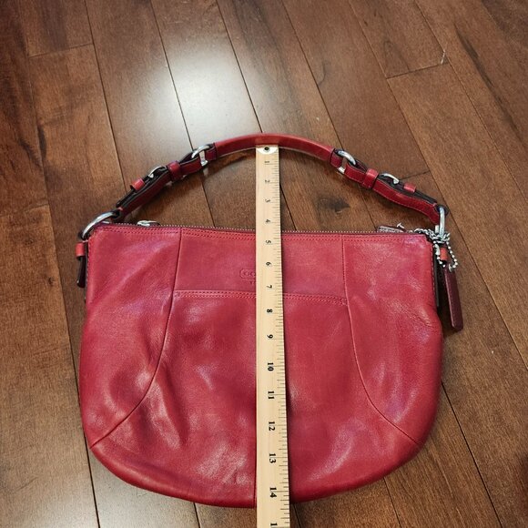 Coach red leather scout hobo bag vintage - Picture 5 of 15